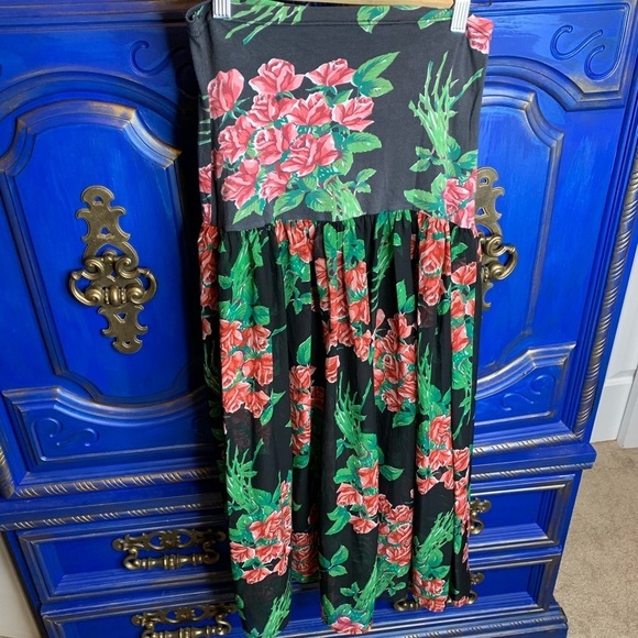 Free People Bandeau Black Floral Rose Dress Small - Picture 3 of 4